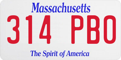 MA license plate 314PB0