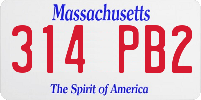 MA license plate 314PB2