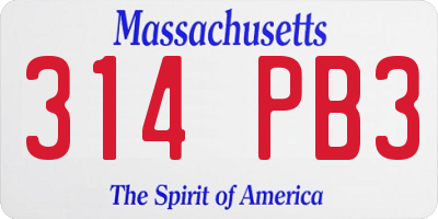 MA license plate 314PB3