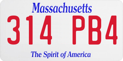 MA license plate 314PB4