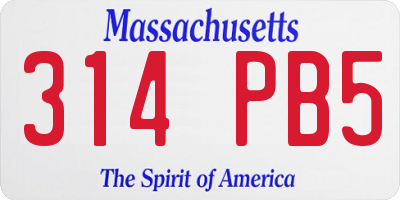 MA license plate 314PB5
