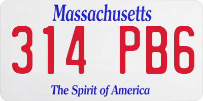 MA license plate 314PB6