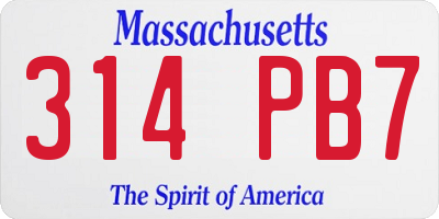 MA license plate 314PB7