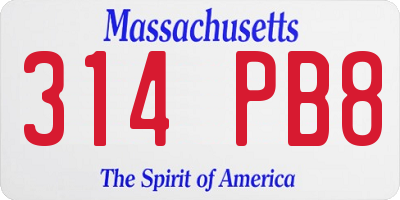 MA license plate 314PB8