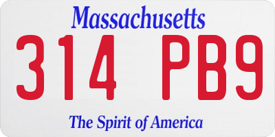 MA license plate 314PB9