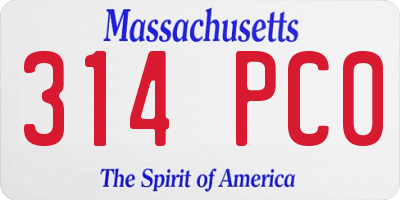 MA license plate 314PC0