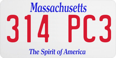 MA license plate 314PC3