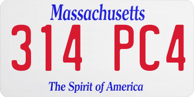 MA license plate 314PC4