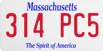 MA license plate 314PC5
