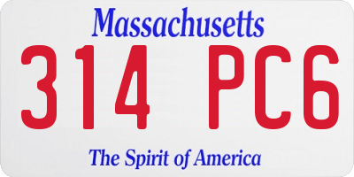 MA license plate 314PC6