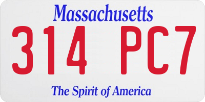 MA license plate 314PC7