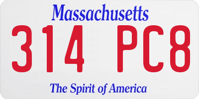 MA license plate 314PC8