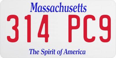 MA license plate 314PC9