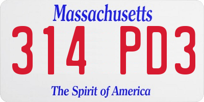MA license plate 314PD3