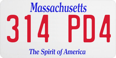 MA license plate 314PD4