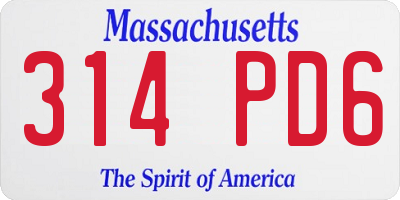 MA license plate 314PD6