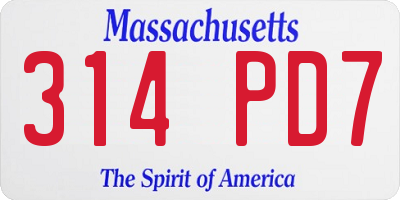 MA license plate 314PD7