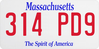 MA license plate 314PD9