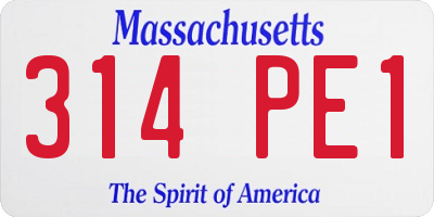 MA license plate 314PE1