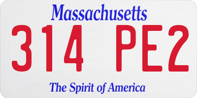 MA license plate 314PE2