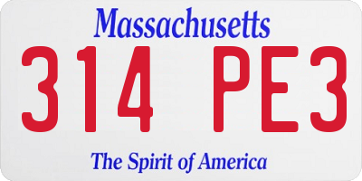 MA license plate 314PE3