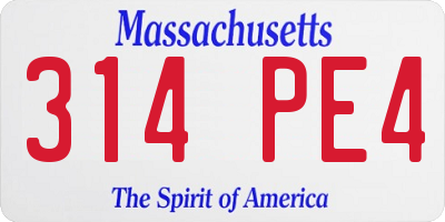 MA license plate 314PE4