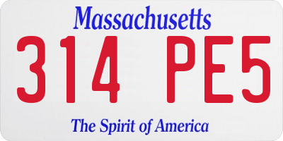 MA license plate 314PE5