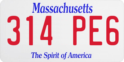MA license plate 314PE6