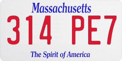 MA license plate 314PE7