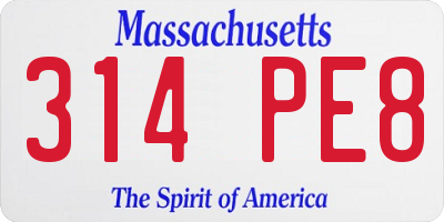 MA license plate 314PE8