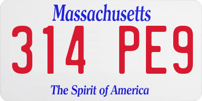 MA license plate 314PE9