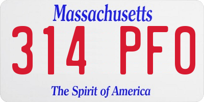 MA license plate 314PF0