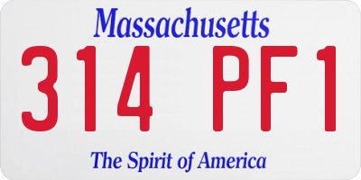 MA license plate 314PF1