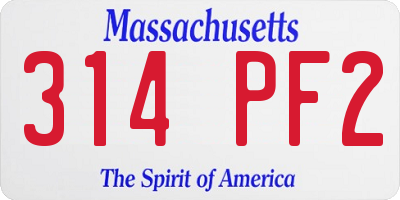 MA license plate 314PF2