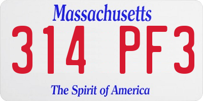 MA license plate 314PF3