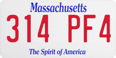 MA license plate 314PF4