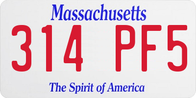 MA license plate 314PF5