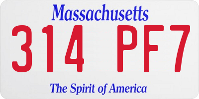 MA license plate 314PF7