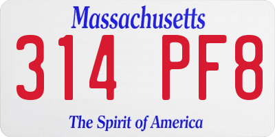 MA license plate 314PF8