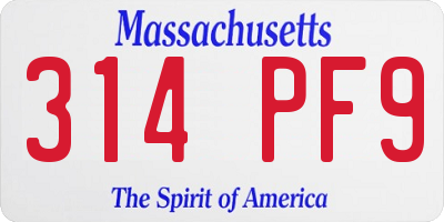 MA license plate 314PF9