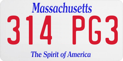 MA license plate 314PG3