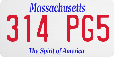 MA license plate 314PG5