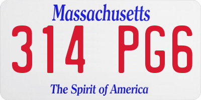 MA license plate 314PG6