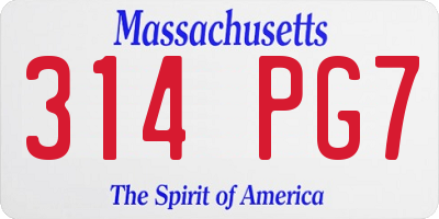 MA license plate 314PG7