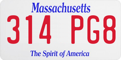 MA license plate 314PG8