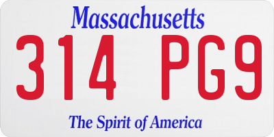MA license plate 314PG9