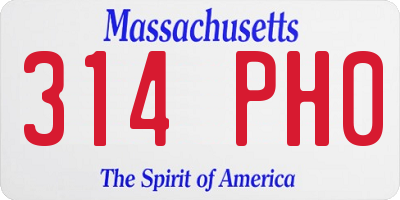 MA license plate 314PH0