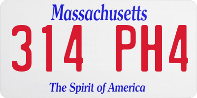 MA license plate 314PH4