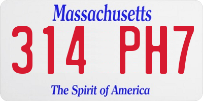 MA license plate 314PH7