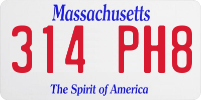 MA license plate 314PH8